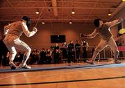29 November 2009; Conor Nagle, Ireland, right, in action against Evgeniy Kazantsev, Ireland, during the Men's Individual Foil Final. Nagle went on to win the Final. Irish Open Fencing Championships, DCU, Dublin. Picture credit: Brian Lawless / SPORTSFILE