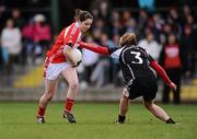 29 November 2009; Cathriona McConnell, Donamoyne, in action against Linda Barrett, Donoughmore. Tesco All-Ireland Ladies Senior Club Championship Final, Donoughmore, Cork v Donamoyne, Monaghan, St. Rynagh's GAA Club, Banagher, Co. Offaly. Picture credit: Stephen McCarthy / SPORTSFILE