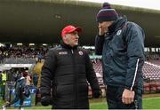 7 February 2016; Tyrone manager Mickey Harte and Galway manager Kevin Walsh chat before the game.  Allianz Football League, Division 2, Round 2, Galway v Tyrone. Pearse Stadium, Galway. Picture credit: Matt Browne / SPORTSFILE