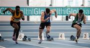 7 February 2016; Pictured in action during the mens 60m are, from left, Kaodichinma Ogbene, Leevale A.C., Eanna Madden, Carrick-on-Shannon A.C. and Dean Adams, Ballymena and Antrim A.C. GloHealth AAI Games. AIT, Dublin Rd, Athlone, Co. Westmeath. Picture credit: Sam Barnes / SPORTSFILE