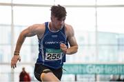 7 February 2016; Eanna Madden, Carrick-on-Shannon A.C., on their way to winning the Mens 60m. GloHealth AAI Games. AIT, Dublin Rd, Athlone, Co. Westmeath. Picture credit: Sam Barnes / SPORTSFILE