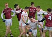 7 February 2016; Tyrone players, from left, Ronan O'Neill, Sean Cavanagh, Mark Bradley and Lee Brennan, tussel with Galway players, from left, Declan Kyne, Daithi O Gaoithin, Johnny Kerin, Thomas Dolan and Eoghan Kerin.  Allianz Football League, Division 2, Round 2, Galway v Tyrone. Pearse Stadium, Galway. Picture credit: Matt Browne / SPORTSFILE
