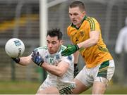 7 February 2016; Barry Mulrone, Fermanagh, in action against Conor McGill, Meath. Allianz Football League, Division 2, Round 2, Fermanagh v Meath. Brewster Park, Enniskillen, Co. Fermanagh. Picture credit: Seb Daly / SPORTSFILE