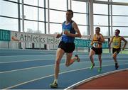 7 February 2016; Stuart Moloney, Mooreabbey Milers A.C, in action during the Men's 3000m. GloHealth AAI Games. AIT, Dublin Rd, Athlone, Co. Westmeath. Picture credit: Sam Barnes / SPORTSFILE