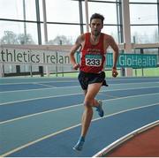 7 February 2016; Rory Chesser, in action during the Men's 3000m. GloHealth AAI Games. AIT, Dublin Rd, Athlone, Co. Westmeath. Picture credit: Sam Barnes / SPORTSFILE