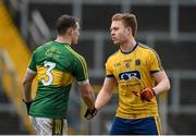 7 February 2016; Niall Daly, Roscommon, and Mark Griffin, Kerry, exchange a handshake after the game. Allianz Football League, Division 1, Round 2, Kerry v Roscommon. Fitzgerald Stadium, Killarney, Co. Kerry. Picture credit: Diarmuid Greene / SPORTSFILE