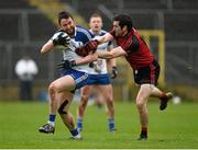 7 February 2016; Owen Duffy, Monaghan, in action against Kevin Mc Kernan, Down. Allianz Football League, Division 1, Round 2, Monaghan v Down. St Tiernach's Park, Clones, Co. Monaghan. Picture credit; Philip Fitzpatrick / SPORTSFILE