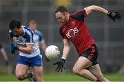 7 February 2016; Ryan Mallon, Down, in action against Shane Carey, Monaghan. Allianz Football League, Division 1, Round 2, Monaghan v Down. St Tiernach's Park, Clones, Co. Monaghan. Picture credit; Philip Fitzpatrick / SPORTSFILE