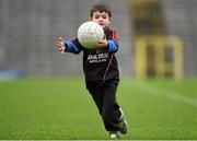7 February 2016; 5 year old Donal Og Keane, from Down, practices on the pitch before the game. Allianz Football League, Division 1, Round 2, Monaghan v Down. St Tiernach's Park, Clones, Co. Monaghan. Picture credit; Philip Fitzpatrick / SPORTSFILE