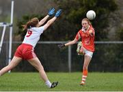 7 February 2016; Blahen Mackin, Armagh, in action against Shannon Quinn, Tyrone. Lidl Ladies Football National League Division 1, Tyrone v Armagh. Drumquin, Tyrone. Picture credit: Oliver McVeigh / SPORTSFILE