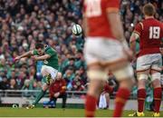 7 February 2016; Jonathan Sexton, Ireland, kicks a penalty to level to scores 16-16. RBS Six Nations Rugby Championship 2016, Ireland v Wales. Aviva Stadium, Lansdowne Road, Dublin. Picture credit: Stephen McCarthy / SPORTSFILE