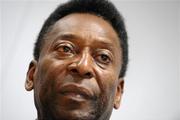 26 November 2009; Brazilian soccer legend Pelé speaking at a press conference during a visit to Our Lady’s Children’s Hospital, Crumlin, Dublin. Picture credit: Diarmuid Greene / SPORTSFILE