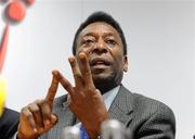 26 November 2009; Brazilian soccer legend Pelé speaking at a press conference during a visit to Our Lady’s Children’s Hospital, Crumlin, Dublin. Picture credit: Diarmuid Greene / SPORTSFILE