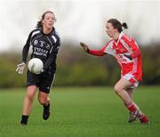 29 November 2009; Aisling Barrett, Donoughmore, in action against Amanda Casey, Donamoyne. Tesco All-Ireland Ladies Senior Club Championship Final, Donoughmore, Cork v Donamoyne, Monaghan, St. Rynagh's GAA Club, Banagher, Co. Offaly. Picture credit: Ray McManus / SPORTSFILE