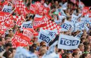 27 September 2009; A general view of supporters waving their flags. TG4 All-Ireland Ladies Football Senior Championship Final, Cork v Dublin, Croke Park, Dublin. Picture credit: Ray McManus / SPORTSFILE