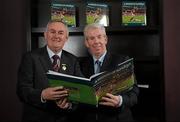 1 December 2009; Uachtarán CLG Gael Criostóir Ó Cuana, with Ray McManus at the book launch of A Season of Sundays 2009. In its thirteenth successive year Sportsfile photographers have captured another historic GAA year. The Croke Park Hotel, Jones’ Road, Dublin. Picture credit: Brian Lawless / SPORTSFILE