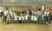 2 December 2009; Members of the Ireland Taekwon-Do team on their arrival in Dublin Airport from the Taekwon-Do World Championships in Argentina.The 36 strong team won a total of 11 medals, 2 Gold, 3 Silver and 6 Bronze. Dublin Airport, Dublin. Picture credit: Brendan Moran / SPORTSFILE