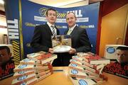 3 December 2009; Cork hurler Donal Og Cusack, left, with David Hood, Public Relations Director with Williamhill.com, after Cusack's autobiography &quot;Come What May&quot; was announced as the winner of the 2009 Williamhill.com Irish Sports Book of the Year. William Hill Bookmakers, Dame Street, Dublin. Picture credit: Matt Browne / SPORTSFILE