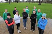 5 December 2009; Members of the senior ladies team are, front from left, Orla O'Mahony, Linda byrne, Deirdre Byrne, Ava Hutchinson, Fionauala Britton and, back from left, the coaches Anne Keenan Buckley, Neil Martin, Br. John Foley, Jim Davis and Teresa McDaid, before an Irish Squad training day ahead of the Spar European Cross Country Championships taking place on Sunday 13 December. Crowne Plaza, Santry, Dublin. Picture credit: Matt Browne / SPORTSFILE