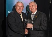 5 December 2009; Referee Seamus Aldridge, from Kildare, is presented with the Hall of Fame award by Uachtarán CLG Criostóir Ó Cuana. National Referee Awards Banquet 2009, Croke Park, Dublin. Photo by Sportsfile