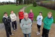 5 December 2009; Members of the Dundrum South Dublin Athletic Club are, from left, Emmet Jennings, Maria Walsh, Bryony Treston, Laura Shaughnessy, Linda Byrne and Brendan O'Neill with coach Eddie McDonagh, foreground, before an Irish Squad training day ahead of the Spar European Cross Country Championships taking place on Sunday 13 December. Crowne Plaza, Santry, Dublin. Picture credit: Matt Browne / SPORTSFILE