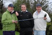 5 December 2009; Teligence, provider of services to the telecommunications industry worldwide, have announced their sponsorship of the Irish Open winner Shane Lowry. The three year deal will see European Tour player Shane wear the Teligence logo on his golfing apparel at all golf tournaments he takes part in until the end of the 2011 season. Pictured with Shane is Fintan Shorthall, left, CEO, Teligence and John Malone, Development Director, Teligence. Esker Hills Golf Club, Tullamore, Co. Offaly. Picture credit: Brendan Moran / SPORTSFILE
