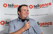 5 December 2009; Teligence, provider of services to the telecommunications industry worldwide, have announced their sponsorship of the Irish Open winner Shane Lowry. The three year deal will see European Tour player Shane wear the Teligence logo on his golfing apparel at all golf tournaments he takes part in until the end of the 2011 season. Pictured is Shane at a questions and answers session in Esker Hills Golf Club. Esker Hills Golf Club, Tullamore, Co. Offaly. Picture credit: Brendan Moran / SPORTSFILE
