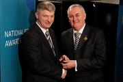 5 December 2009; Referee Eddie Craul, left, from County Wicklow, is presented with his Club Finals Referee award by Uachtarán CLG Criostóir Ó Cuana. National Referee Awards Banquet 2009, Croke Park, Dublin. Photo by Sportsfile