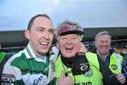 6 December 2009; Portlaoise captain Brian McCormack celebrates with manager John Mulligan after victory over Garrycastle. AIB GAA Football Leinster Club Senior Championship Final, Garrycastle, Offaly, v Portlaoise, Laois, O'Connor Park, Tullamore, Co. Offaly. Picture credit: David Maher / SPORTSFILE