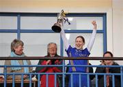 6 December 2009; Cashel captain Una Dwyer lifts the Bill Carroll Cup after victory over Athenry. All-Ireland Senior Camogie Club Championship Final, Athenry, Galway v Cashel, Tipperary, Clarecastle GAA Club, Clarecastle, Co. Clare. Picture credit: Diarmuid Greene / SPORTSFILE
