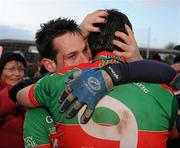 6 December 2009; Kilmurray Ibrickane's Odhran O'Dwyer and Peter O'Dwyer celebrate after the game. AIB GAA Football Munster Club Senior Championship Final, Kilmurray Ibrickane, Clare, v Kerins O'Rahilly's, Kerry. Gaelic Grounds, Limerick. Picture credit: Pat Murphy / SPORTSFILE