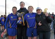 6 December 2009; Cashel manager John Grogan with his daughters Linda, left, Claire, right, who was also named Player of the Match, and his wife Fionnuala after the game. All-Ireland Senior Camogie Club Championship Final, Athenry, Galway v Cashel, Tipperary, Clarecastle GAA Club, Clarecastle, Co. Clare. Picture credit: Diarmuid Greene / SPORTSFILE