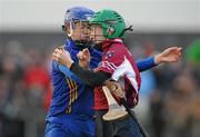 6 December 2009; Therese Maher, Athenry, tries to get past Claire Grogan, Cashel. All-Ireland Senior Camogie Club Championship Final, Athenry, Galway v Cashel, Tipperary, Clarecastle GAA Club, Clarecastle, Co. Clare. Picture credit: Diarmuid Greene / SPORTSFILE