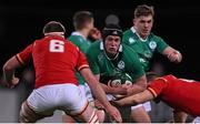 5 February 2016; Peter Claffey, Ireland, in action against Tom Phillips, left, and Harrison Keddie, Wales. Electric Ireland U20 Six Nations Rugby Championship, Ireland v Wales, Donnybrook Stadium, Donnybrook, Dublin. Picture credit: Ramsey Cardy / SPORTSFILE