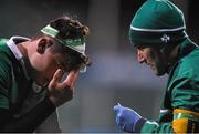 5 February 2016; Max Deegan, Ireland, is treated for a head injury. Electric Ireland U20 Six Nations Rugby Championship, Ireland v Wales, Donnybrook Stadium, Donnybrook, Dublin. Picture credit: Ramsey Cardy / SPORTSFILE