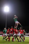 5 February 2016; James Ryan, Ireland, claims a lineout. Electric Ireland U20 Six Nations Rugby Championship, Ireland v Wales, Donnybrook Stadium, Donnybrook, Dublin. Picture credit: Ramsey Cardy / SPORTSFILE