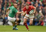7 February 2016; Liam Williams, Wales, in action against Simon Zebo, Ireland. RBS Six Nations Rugby Championship 2016, Ireland v Wales. Aviva Stadium, Lansdowne Road, Dublin. Picture credit: Ramsey Cardy / SPORTSFILE