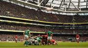 7 February 2016; A general view of a scrum. RBS Six Nations Rugby Championship 2016, Ireland v Wales. Aviva Stadium, Lansdowne Road, Dublin. Picture credit: Ramsey Cardy / SPORTSFILE