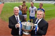 8 February 2016; In attendance at the launch of the 2016 Allianz Hurling League are, from left, Uachtarán Chumann Lúthchleas Gael Aogán Ó Fearghail and Sean McGrath, incoming CEO, Alianz Ireland, with players, back, from left, David O'Callaghan, Dublin, Walter Walsh, Kilkenny, Kevin Moran, Waterford and Noel McGrath, Tipperary. Tipperary host Dublin under lights in Semple Stadium, Thurles in the Allianz Hurling League opener this Saturday while Division 1A champions Waterford face All-Ireland champions Kilkenny at Walsh Park on Sunday. Marino Casino, Dublin.  Picture credit: Brendan Moran / SPORTSFILE