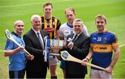 8 February 2016; In attendance at the launch of the 2016 Allianz Hurling League are, from left, David O'Callaghan, Dublin, Uachtarán Chumann Lúthchleas Gael Aogán Ó Fearghail, Walter Walsh, Kilkenny, Kevin Moran, Waterford, Sean McGrath, incoming CEO, Alianz Ireland, and Noel McGrath, Tipperary. Tipperary host Dublin under lights in Semple Stadium, Thurles in the Allianz Hurling League opener this Saturday while Division 1A champions Waterford face All-Ireland champions Kilkenny at Walsh Park on Sunday. Marino Casino, Dublin.  Picture credit: Brendan Moran / SPORTSFILE