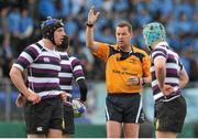 8 February 2016; Brian MacNiece, Match Referee, awards a penalty. St Michael's College v Terenure College - Bank of Ireland Leinster Schools Senior Cup 2nd Round. Donnybrook Stadium, Donnybrook, Dublin. Picture credit: Sam Barnes / SPORTSFILE