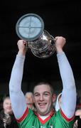 6 December 2009; Kilmurray Ibrickane captain Enda Coughlan lifts the cup. AIB GAA Football Munster Club Senior Championship Final, Kilmurray Ibrickane, Clare, v Kerins O'Rahilly's, Kerry. Gaelic Grounds, Limerick. Picture credit: Stephen McCarthy / SPORTSFILE