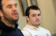 8 Decemberr 2009; Leinster head coach Michael Cheika and Cian Healy, right, during a press conference ahead of their Heineken Cup game against Llanelli Scarlets on Saturday. Leinster Rugby Press Conference, David Lloyd Riverview, Clonskeagh, Dublin. Photo by Sportsfile