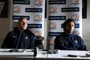 8 Decemberr 2009; Leinster's CJ van der Linde and Isa Nacewa, right, speaking during a press conference ahead of their Heineken Cup game against Llanelli Scarlets on Saturday. Leinster Rugby Press Conference, David Lloyd Riverview, Clonskeagh, Dublin. Photo by Sportsfile