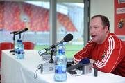 8 December 2009; Munster head coach Tony McGahan speaking during a press conference ahead of their Heineken Cup game against Perpignan on Friday. Thomond Park, Limerick. Picture credit: Diarmuid Greene / SPORTSFILE