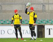 8 December 2009; Munster's Tomas O'Leary, right, and Peter Stringer during squad training ahead of their Heineken Cup game against Perpignan on Friday. Munster Rugby Squad Training, Thomond Park, Limerick. Picture credit: Diarmuid Greene / SPORTSFILE