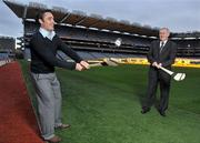 8 December 2009; Pictured at the presentation to the Alan Kerins African Projects, which is the Official GAA Charity of 2009, are Alan Kerins, left, and Uachtarán CLG Criostóir Ó Cuana. GAA Presentation to Alan Kerins African Projects - the Official GAA Charity of 2009, Croke Park, Jones's Road, Dublin. Picture credit: David Maher / SPORTSFILE