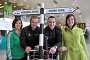 9 December 2009; Kilkenny hurlers Tommy Walsh and Eoin Larkin, second from right, with their partners Marlis Coonan, left, and Anne McGeeney, prior to departure for Buenos Aries ahead of the 2009 GAA Hurling All-Stars Tour, sponsored by Vodafone. Dublin Airport, Dublin. Picture credit: Brian Lawless / SPORTSFILE