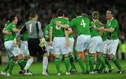 14 November 2009; The Republic of Ireland team break from their huddle ahead of the game. FIFA 2010 World Cup Qualifying Play-off 1st Leg, Republic of Ireland v France, Croke Park, Dublin. Picture credit: Stephen McCarthy / SPORTSFILE