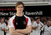 9 December 2009; Ulster's Andrew Trimble after a press conference ahead of their Heineken Cup game against Stade Francais on Saturday. Newforge Country Club, Belfast, Co. Antrim. Picture credit: Oliver McVeigh / SPORTSFILE